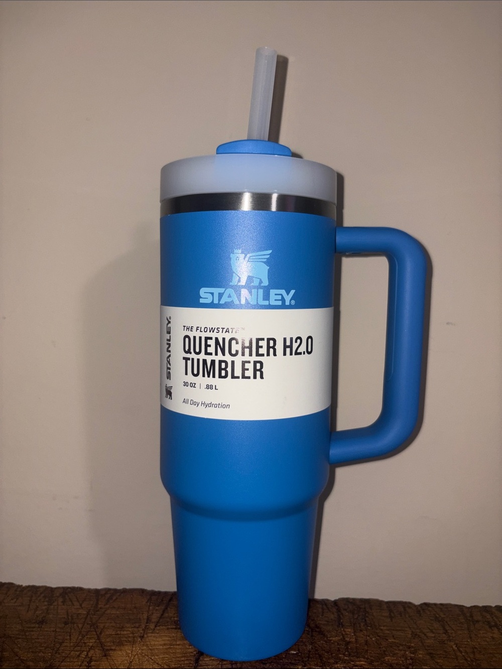 Stanley Blue Quencher Tumbler with Handle and Straw